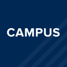 Blue graphic with text: "Campus"