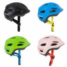 Four bicycle helmets
